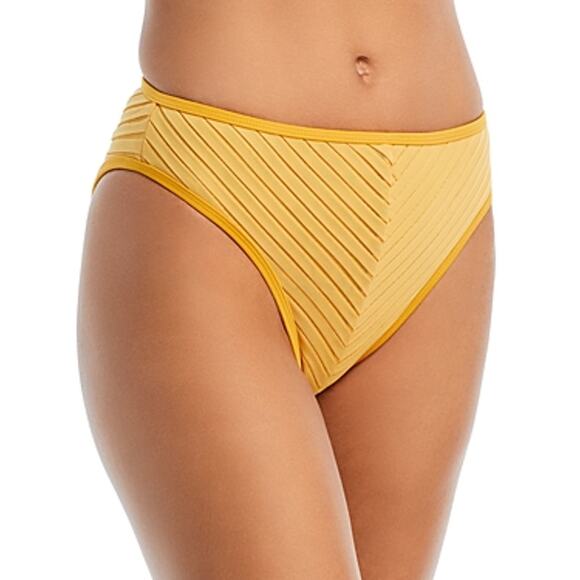 Andrea Iyamah Pura Pleated High Rise Bikini Bottom Mustard, Small retail $160 - Picture 1 of 7